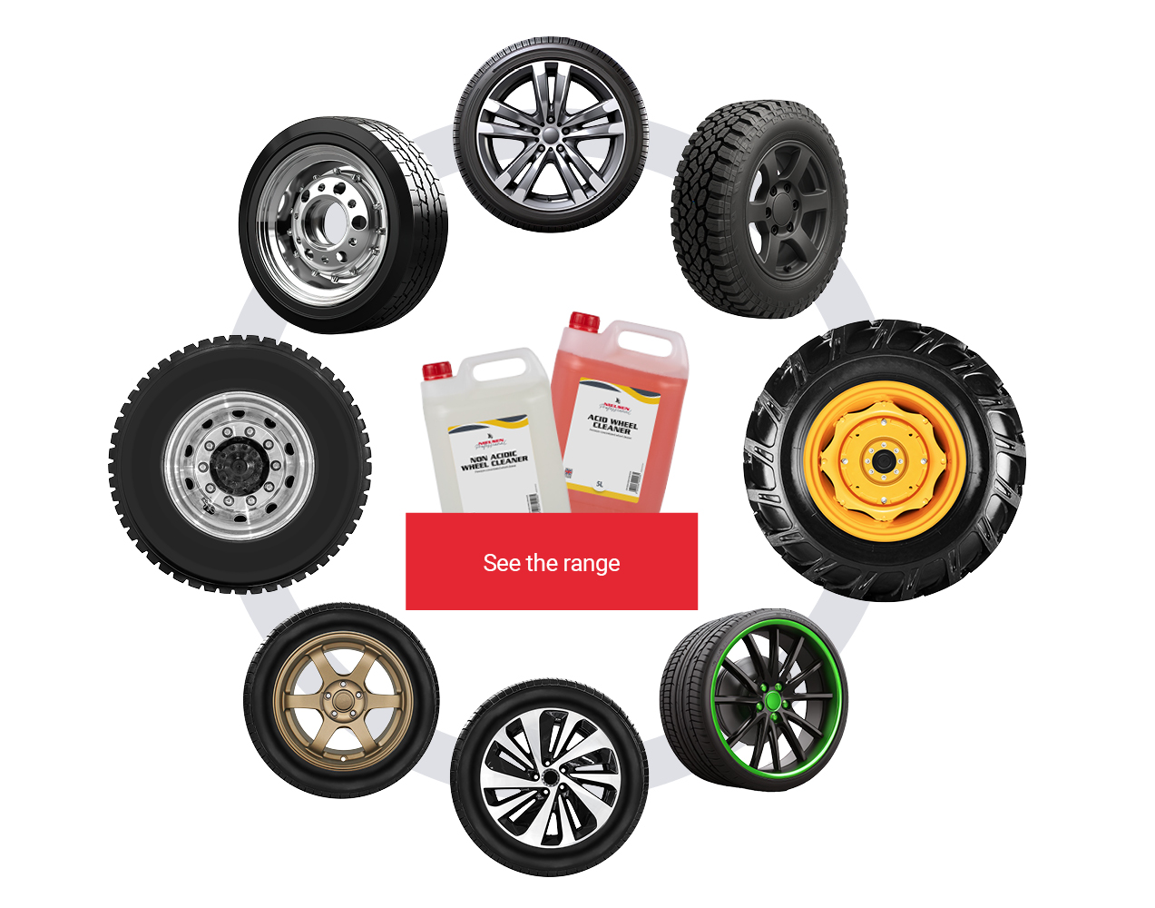 Commercial wheel cleaners